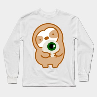 Cute Halloween Green Eyeball Sloth Long Sleeve T-Shirt